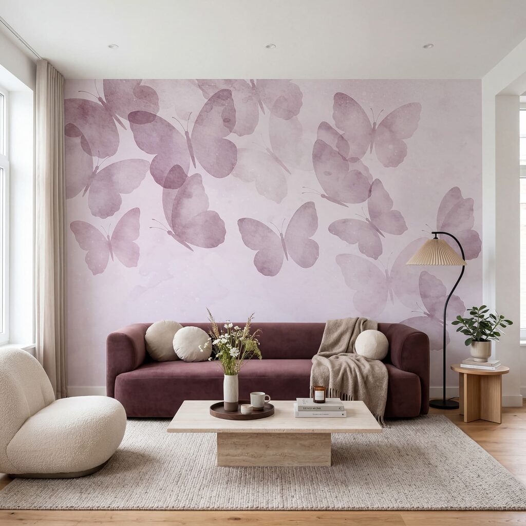 Grupo de mariposas sobre un fondo rosa Grupo de mariposas sobre un fondo rosa