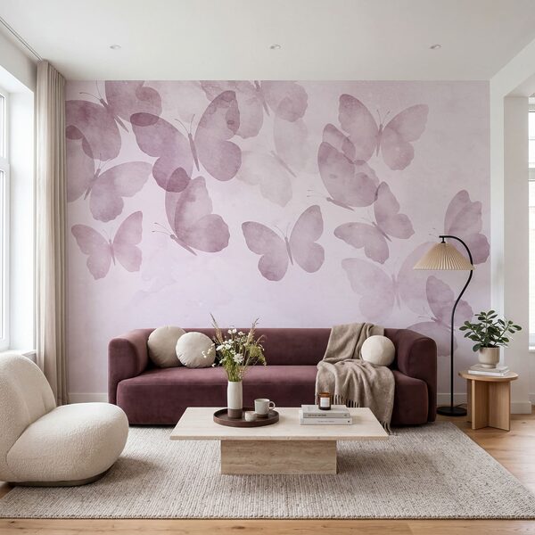 Grupo de mariposas sobre un fondo rosa Grupo de mariposas sobre un fondo rosa