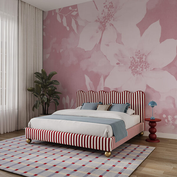 Estampado floral rosa con flores blancas Estampado floral rosa con flores blancas