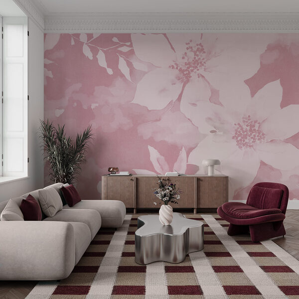 Estampado floral rosa con flores blancas Estampado floral rosa con flores blancas