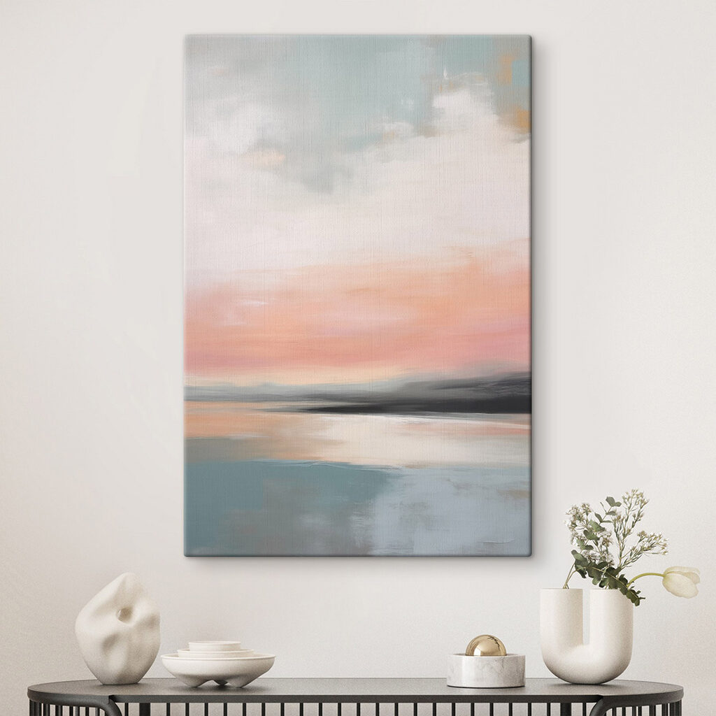 Painting of a sunset over a body of water