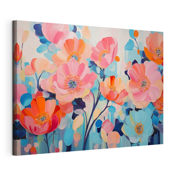 Cuadro de flores sobre fondo azul Cuadros Cuadro de flores sobre fondo azul