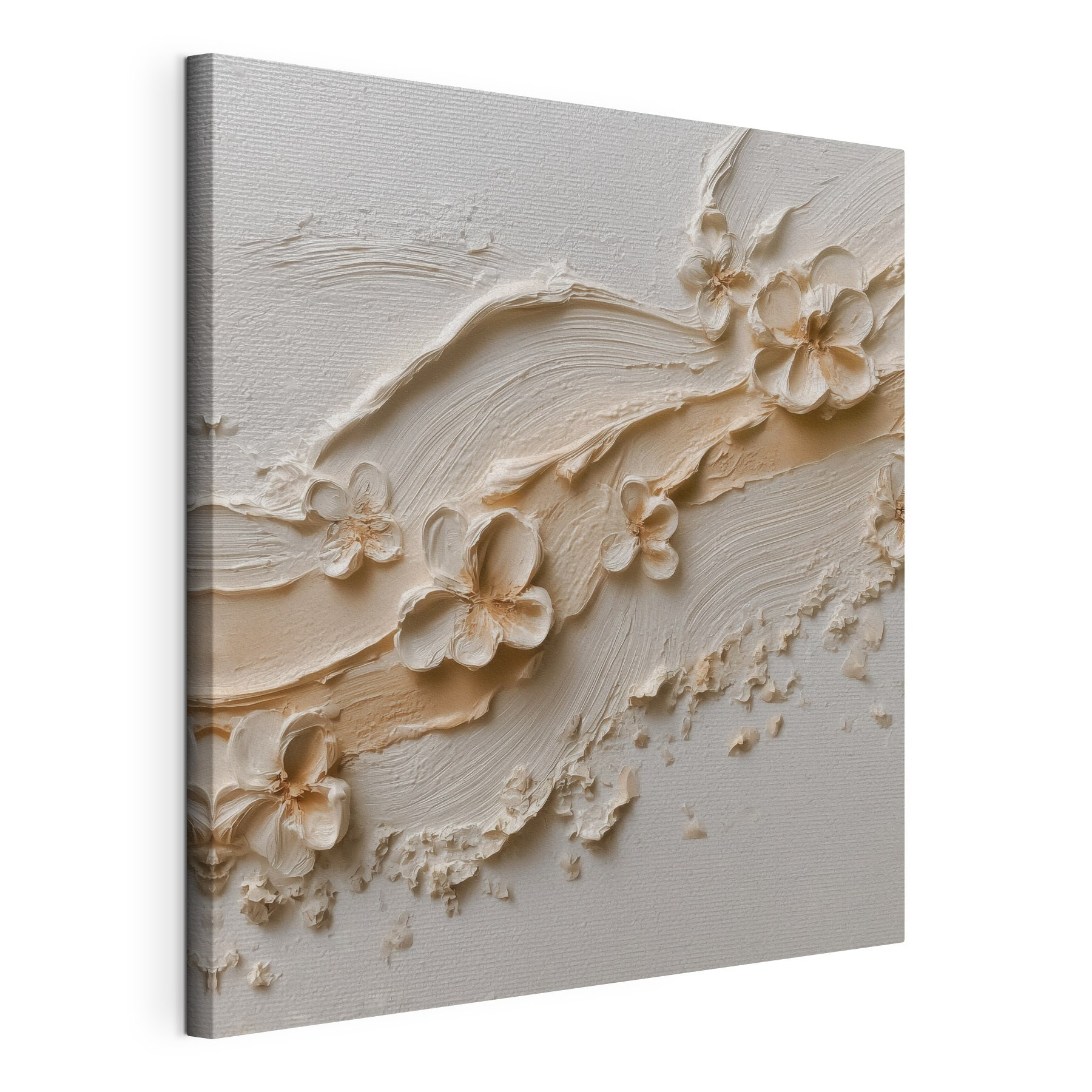White flower art on a white surface White flower art on a white surface