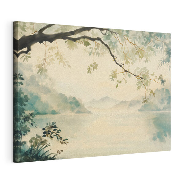 Pintura en acuarela de un lago y unos árboles Cuadros Pintura en acuarela de un lago y unos árboles