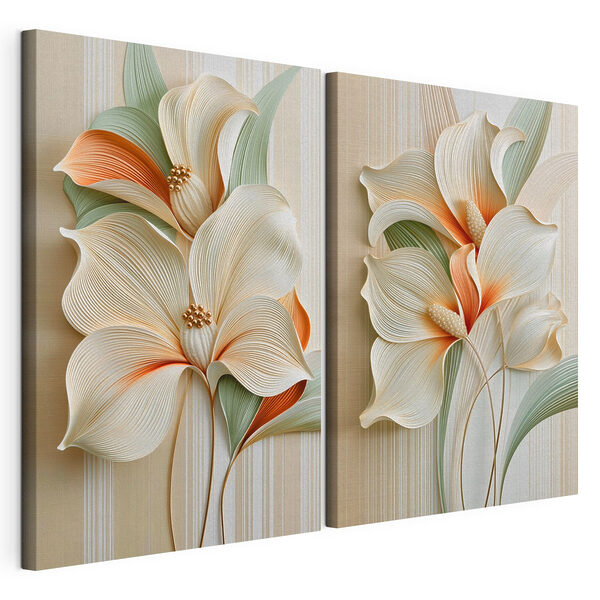 Elegante diseño floral en colores suaves Lámina modular sobre lienzo Elegante diseño floral en colores suaves