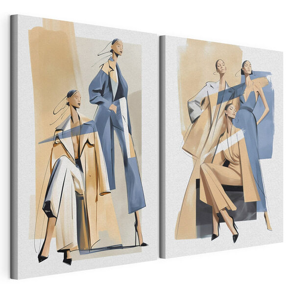 Collage de mujeres con diferentes atuendos Lámina modular sobre lienzo Collage de mujeres con diferentes atuendos