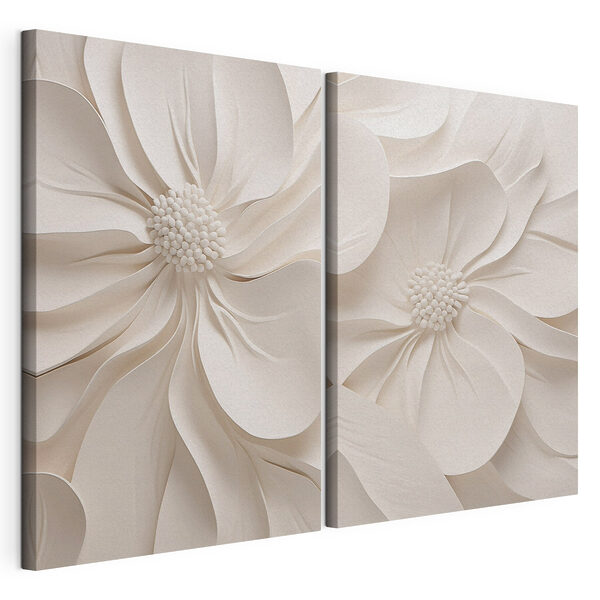 Collage de flores blancas Lámina modular sobre lienzo Collage de flores blancas