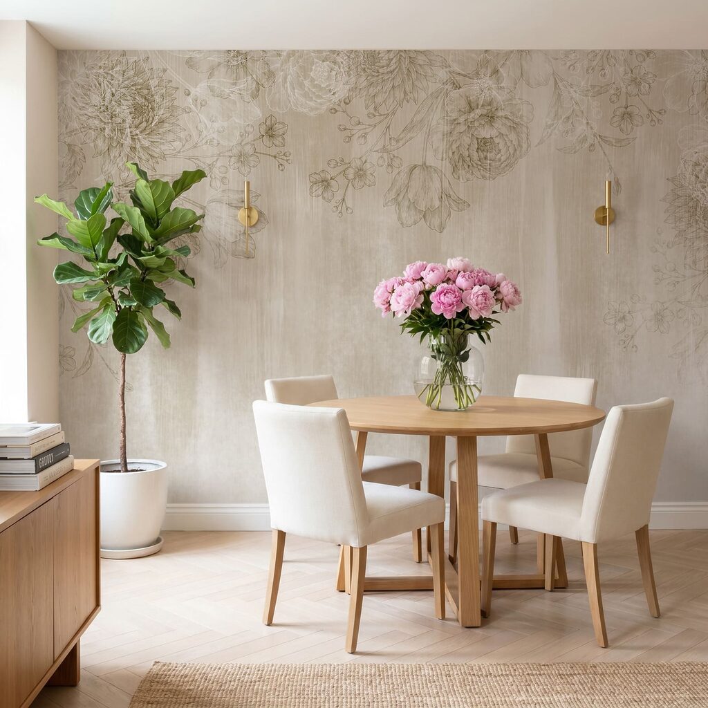 Diseño floral en blanco y marrón Diseño floral en blanco y marrón