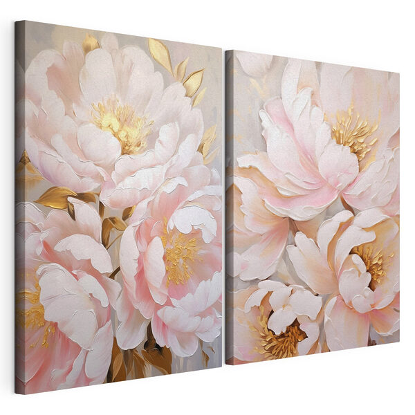Preciosas flores en suaves tonos pastel Lámina modular sobre lienzo Preciosas flores en suaves tonos pastel