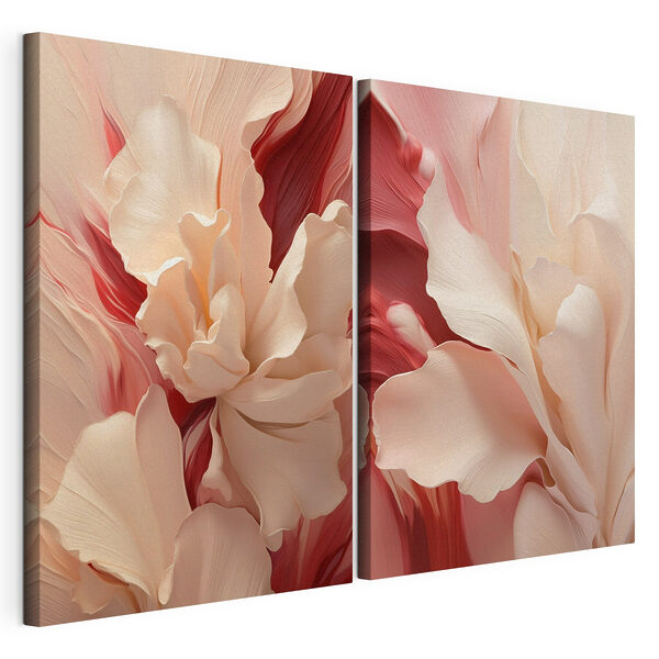 Collage de flores blancas y rosas Lámina modular sobre lienzo Collage de flores blancas y rosas