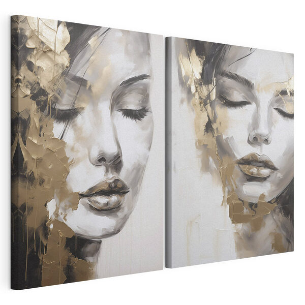 Cuadro que representa el rostro de una mujer Lámina modular sobre lienzo Cuadro que representa el rostro de una mujer