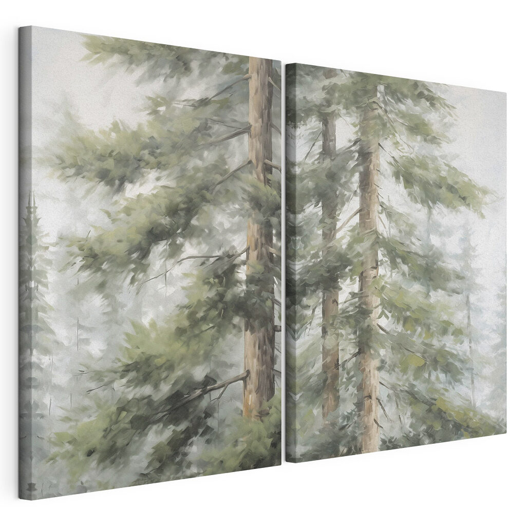 Painting of trees in the fog Painting of trees in the fog