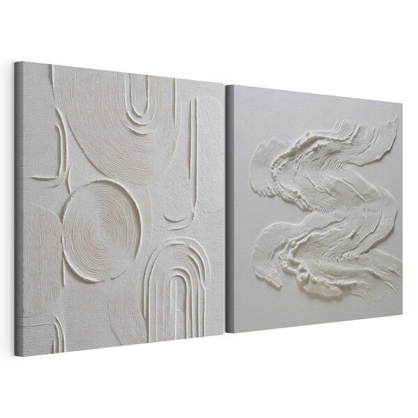 Lámina modular sobre lienzo Diseños intrincados en suaves tonos blancos