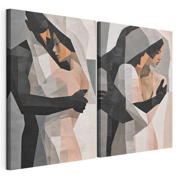 Lámina modular sobre lienzo Collage de dos personas abrazándose