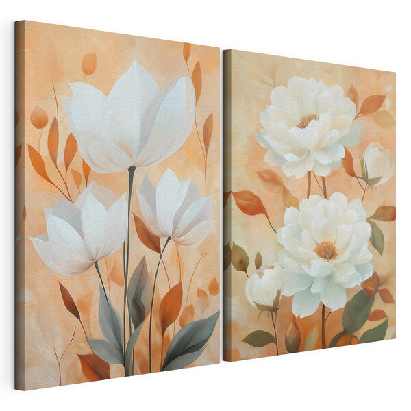 Cuadro de flores blancas Lámina modular sobre lienzo Cuadro de flores blancas