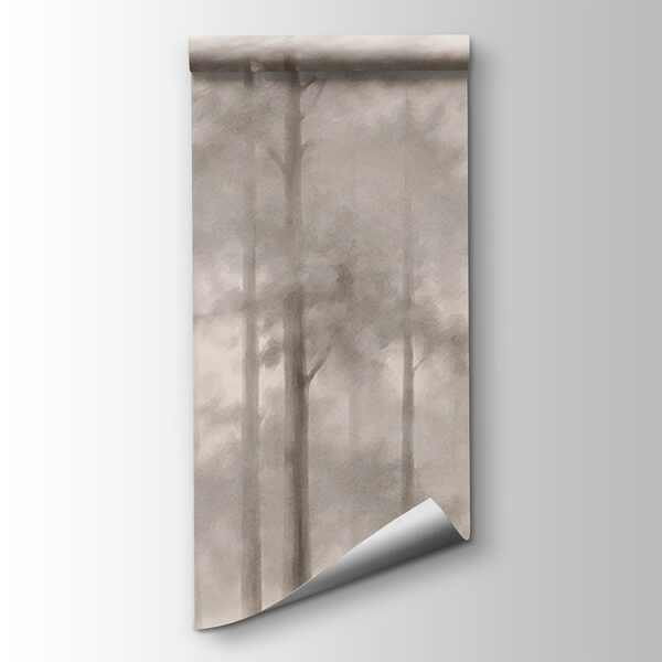 Foggy forest with trees