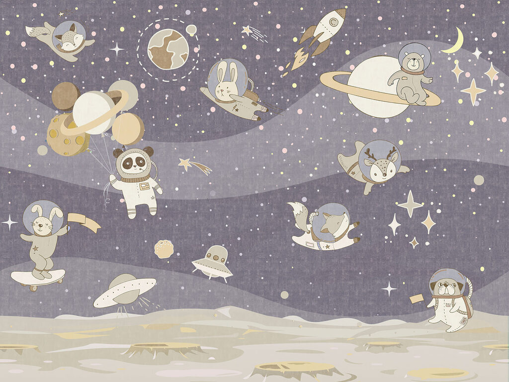Cartoon space scene with planets and stars Cartoon space scene with planets and stars