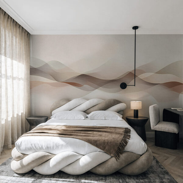 Fondo blanco con olas marrones y blancas