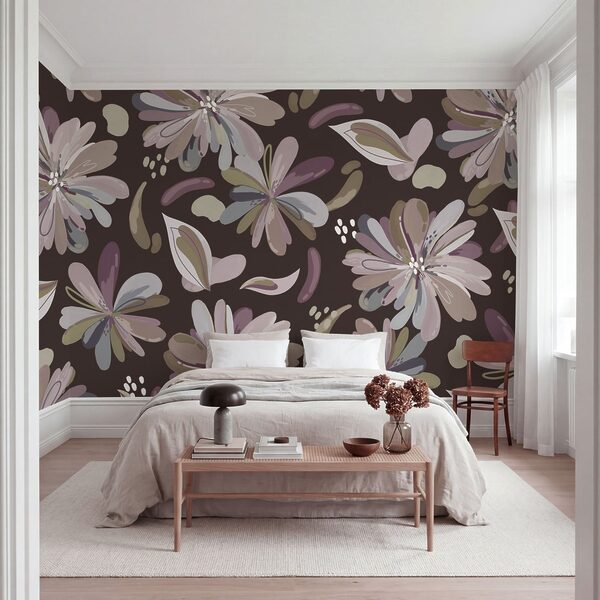 Fotomurales Diseño de flores sobre fondo marrón (SKU: t01059v2) Fotomurales Diseño de flores sobre fondo marrón (SKU: t01059v2)