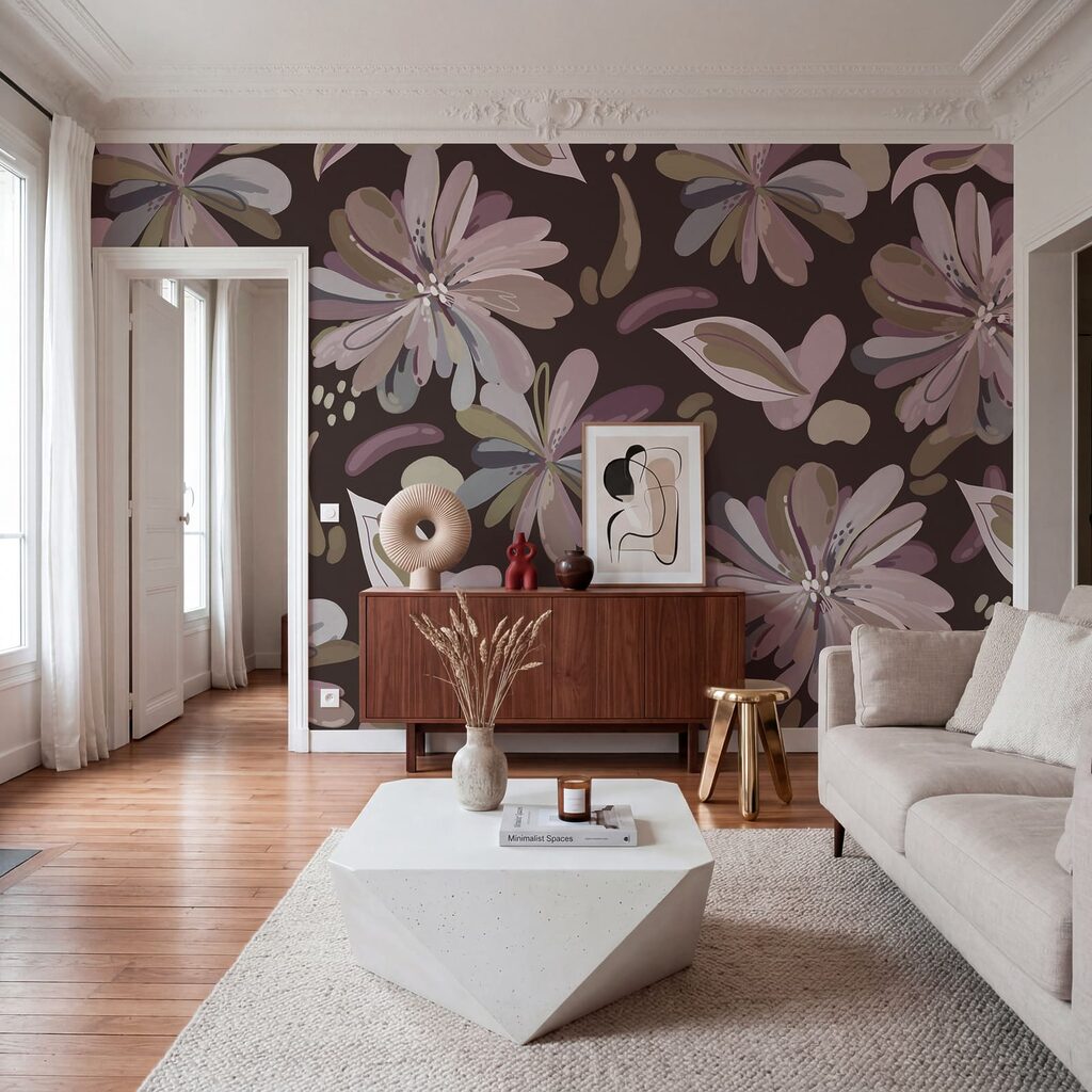 Fotomurales Diseño de flores sobre fondo marrón (SKU: t01059v2) Fotomurales Diseño de flores sobre fondo marrón (SKU: t01059v2)