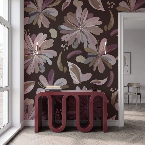 Fotomurales Diseño de flores sobre fondo marrón (SKU: t01059v2) Fotomurales Diseño de flores sobre fondo marrón (SKU: t01059v2)