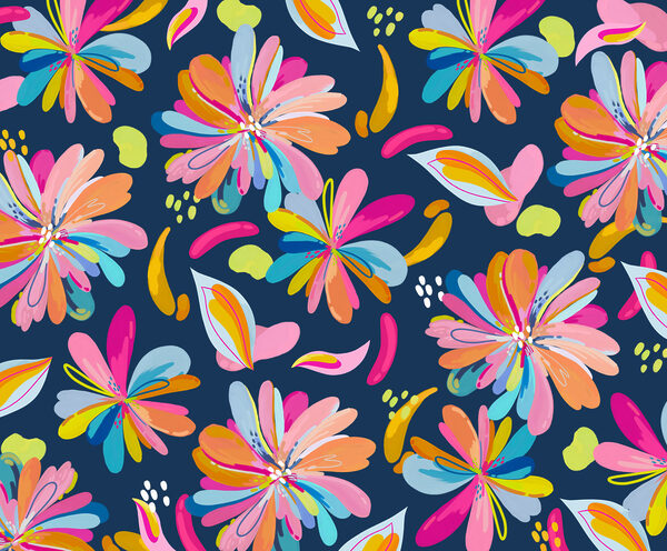 Fotomurales Flores de colores sobre un fondo azul (SKU: t01059v4) Fotomurales Flores de colores sobre un fondo azul (SKU: t01059v4)
