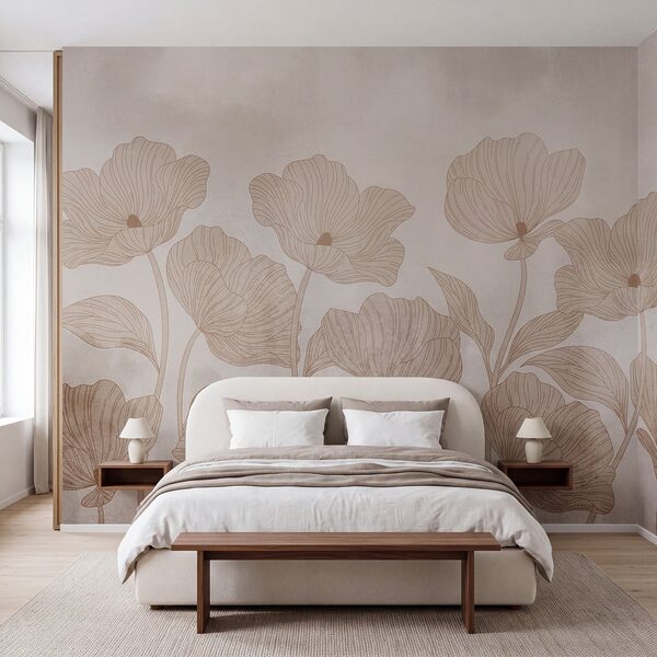 Fotomurales Elegante estampado floral en tonos suaves (SKU: t01100) Fotomurales Elegante estampado floral en tonos suaves (SKU: t01100)