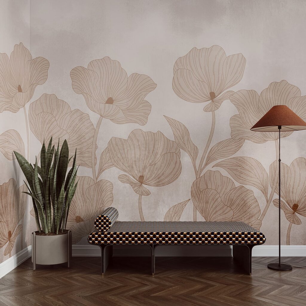 Fotomurales Elegante estampado floral en tonos suaves (SKU: t01100) Fotomurales Elegante estampado floral en tonos suaves (SKU: t01100)