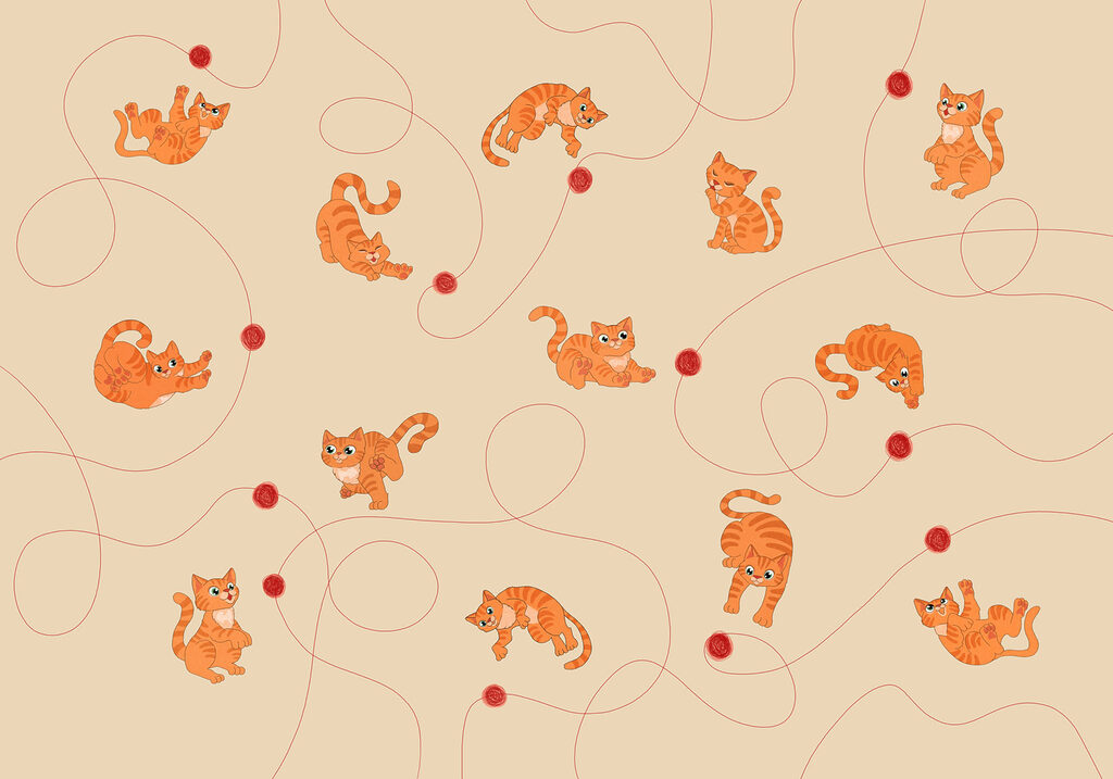 Fotomurales Dibujo de gatos y una pelota (SKU: t01105)