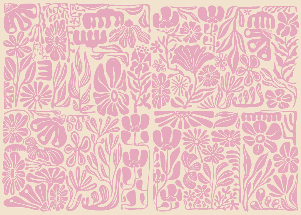 Fotomurales Diseño floral en rosa y blanco (SKU: t01106v1)