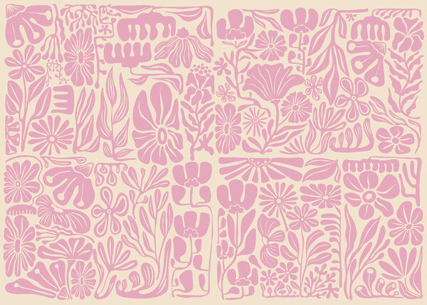Fotomurales Diseño floral en rosa y blanco (SKU: t01106v1)