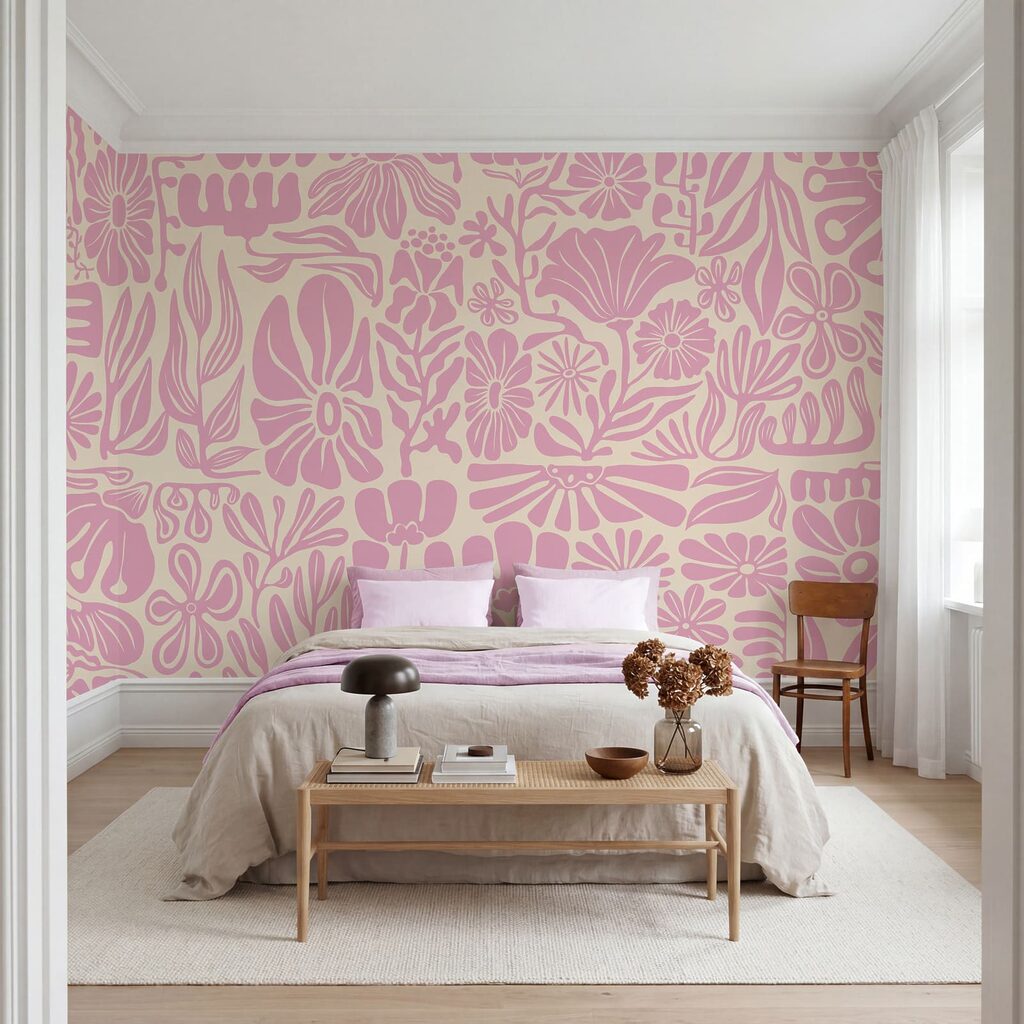 Fotomurales Diseño floral en rosa y blanco (SKU: t01106v1)