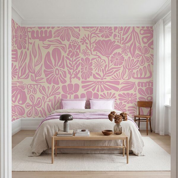 Fotomurales Diseño floral en rosa y blanco (SKU: t01106v1)