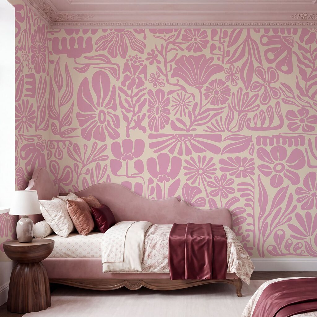 Fotomurales Diseño floral en rosa y blanco (SKU: t01106v1)
