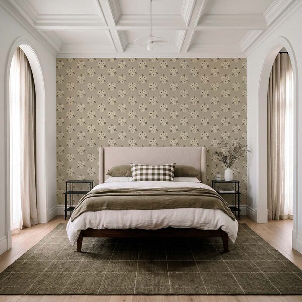 Fotomurales Diseño de flores sobre fondo beige (SKU: t01079)