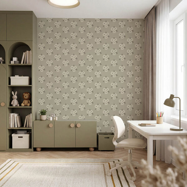 Fotomurales Diseño de flores sobre fondo beige (SKU: t01079)