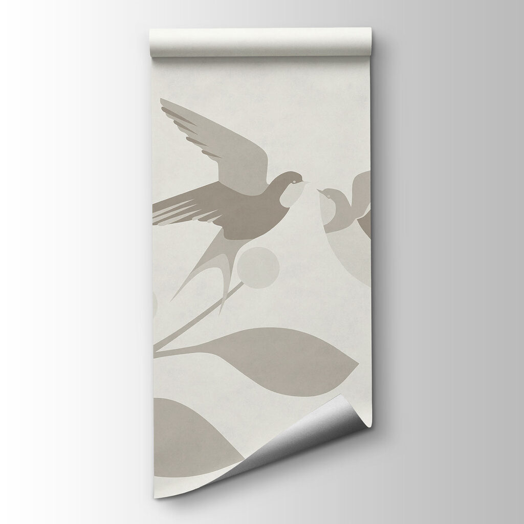 Fotomurales Fondo blanco con pájaros y hojas (SKU: t01090) Fotomurales Fondo blanco con pájaros y hojas (SKU: t01090)