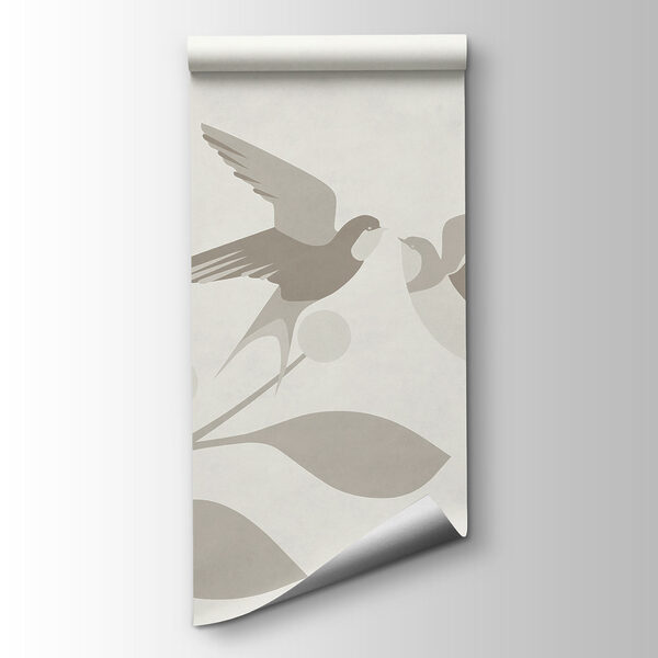 Fotomurales Fondo blanco con pájaros y hojas (SKU: t01090) Fotomurales Fondo blanco con pájaros y hojas (SKU: t01090)