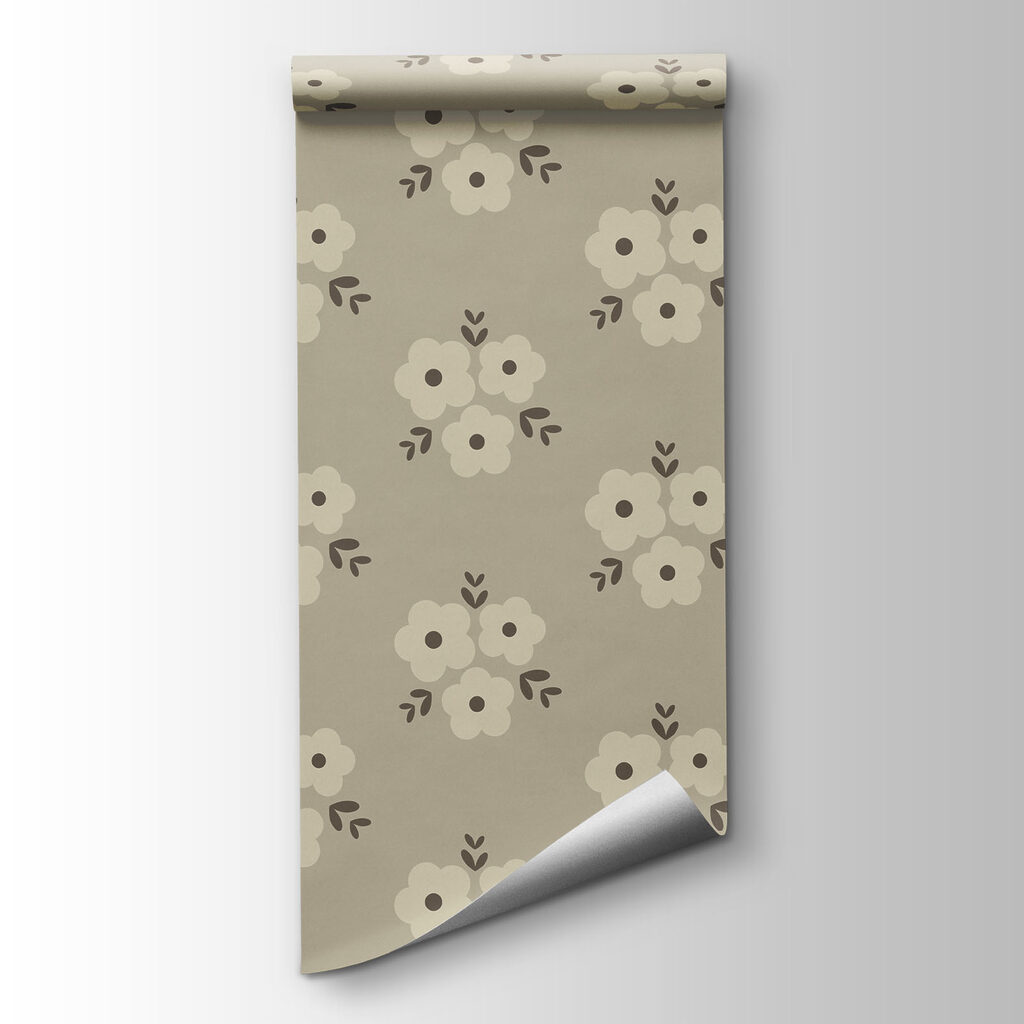 Fotomurales Diseño de flores sobre fondo beige (SKU: t01079)