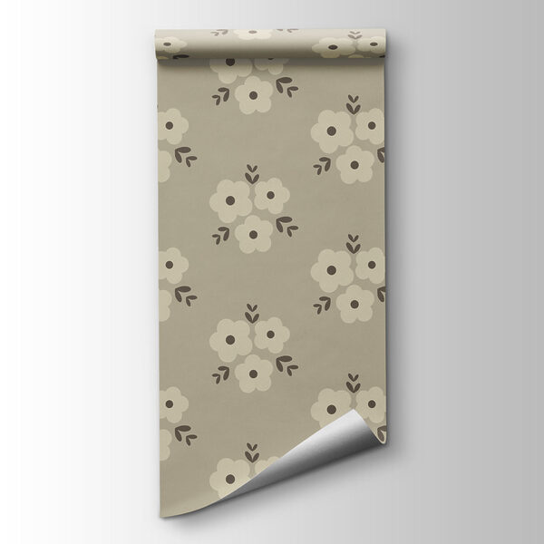 Fotomurales Diseño de flores sobre fondo beige (SKU: t01079)