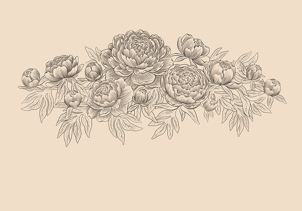 Fotomurales Dibujo de flores y hojas (SKU: t01123)