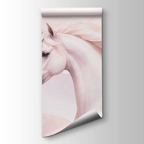 Fotomurales Un caballo blanco corriendo por un paisaje nevado (SKU: t01157)