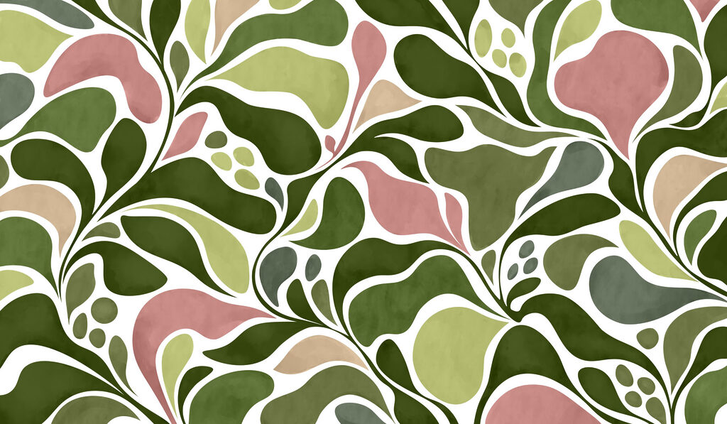 Fotomurales Diseño de hojas verdes y rosas (SKU: t01142v2) Fotomurales Diseño de hojas verdes y rosas (SKU: t01142v2)
