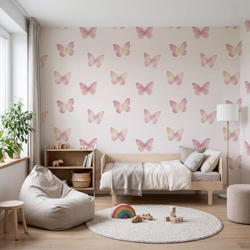 Fotomurales Diseño de mariposas sobre fondo blanco (SKU: t01190)