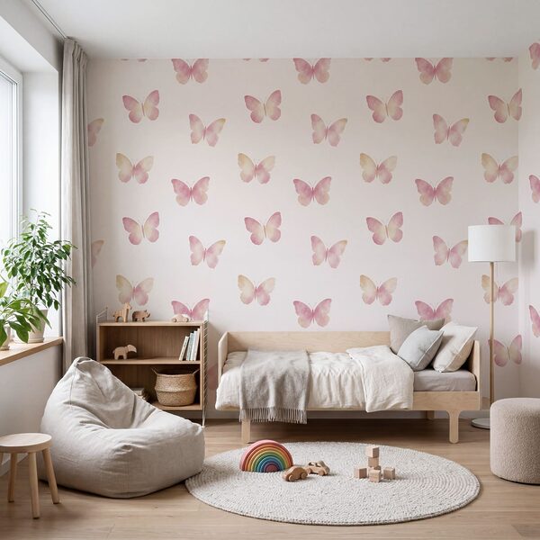 Fotomurales Diseño de mariposas sobre fondo blanco (SKU: t01190)