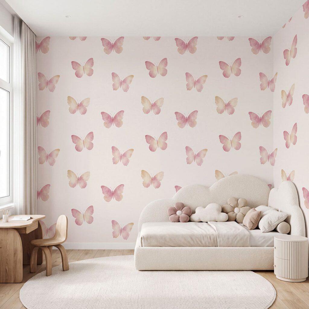 Fotomurales Diseño de mariposas sobre fondo blanco (SKU: t01190)
