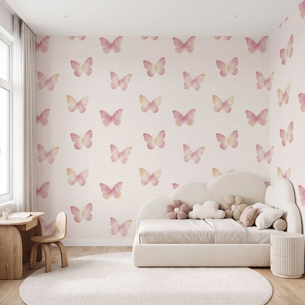 Fotomurales Diseño de mariposas sobre fondo blanco (SKU: t01190)