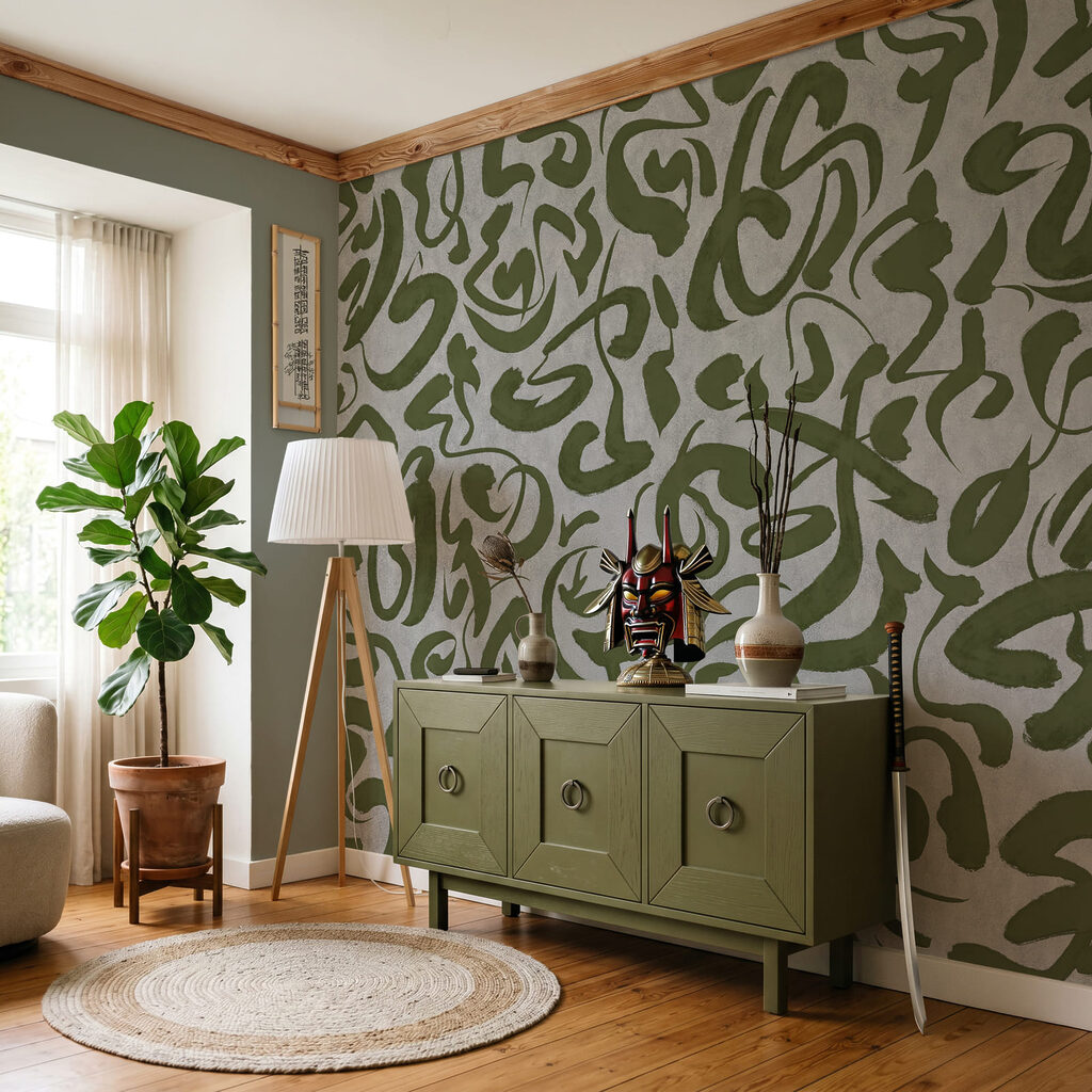 Fotomurales Diseño de líneas verdes y grises (SKU: t01147v1)